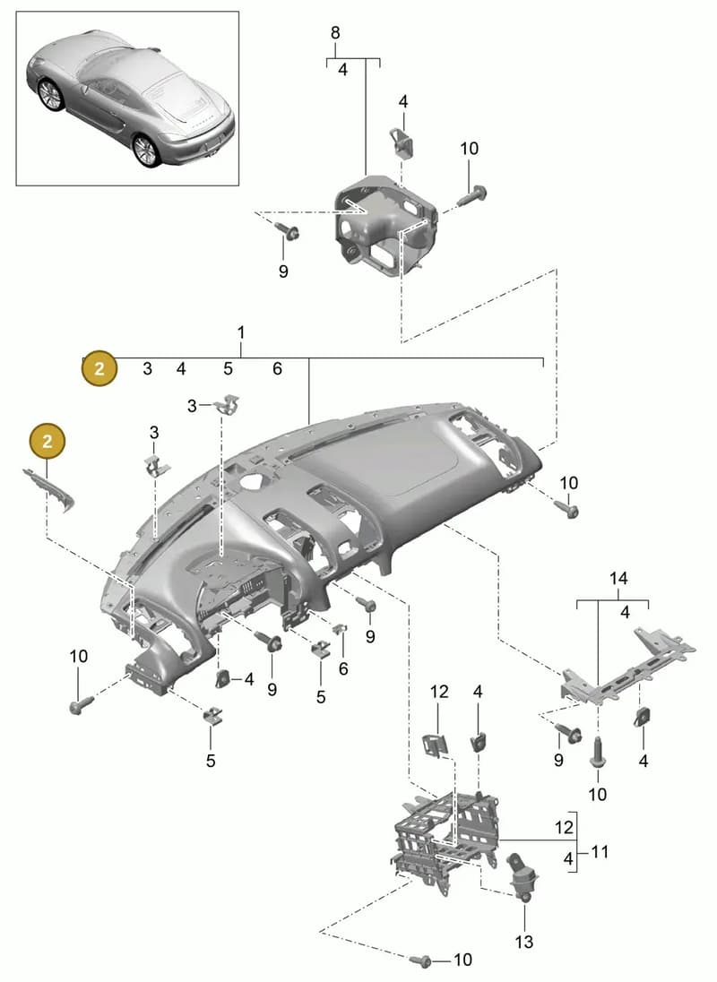 99155238390OR2 — Porsche Cayman (2013-2016) diagram p40809000, position 2