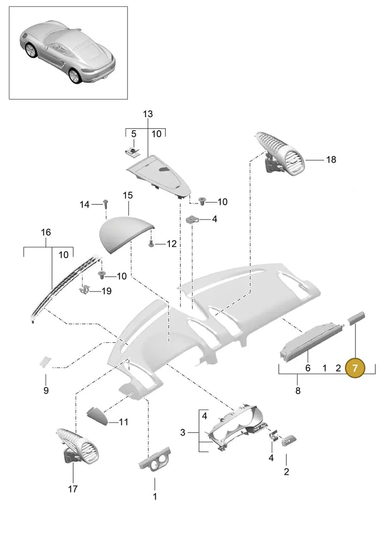 99155238703V08 — Porsche Cayman (2016-) diagram p50809005, position 7