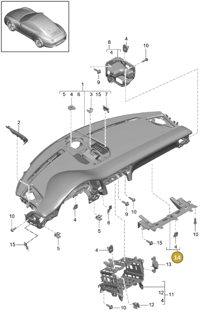 99155255703A11 — Porsche 991 Carrera 4 (2011-2016) diagram p38809000, position 14