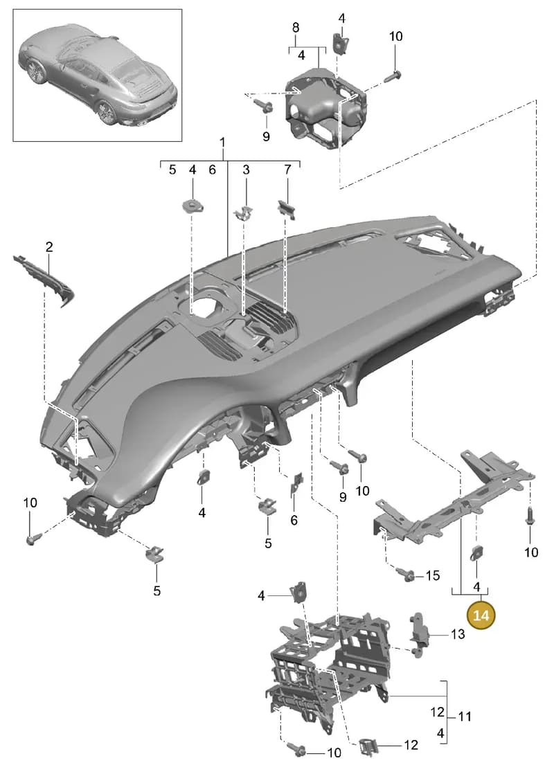 99155255703A11 — Porsche GT2 RS Clubsport (2013-2020) diagram p42809000, position 14