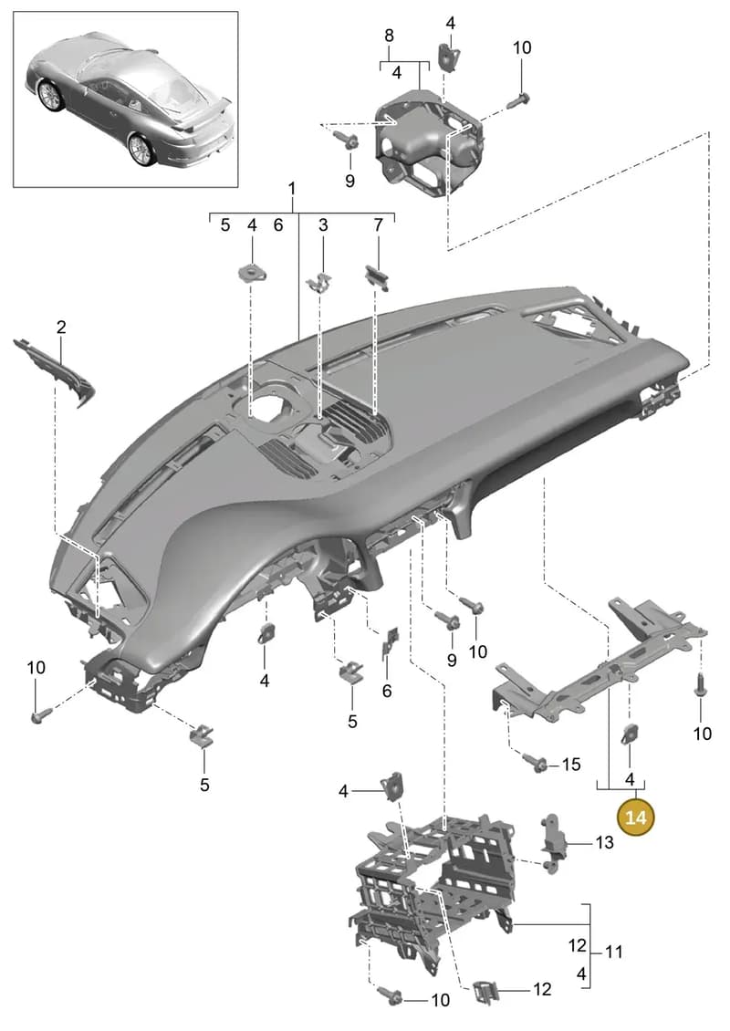 99155255703A11 — Porsche 911 (2013-2020) diagram p41809000, position 14