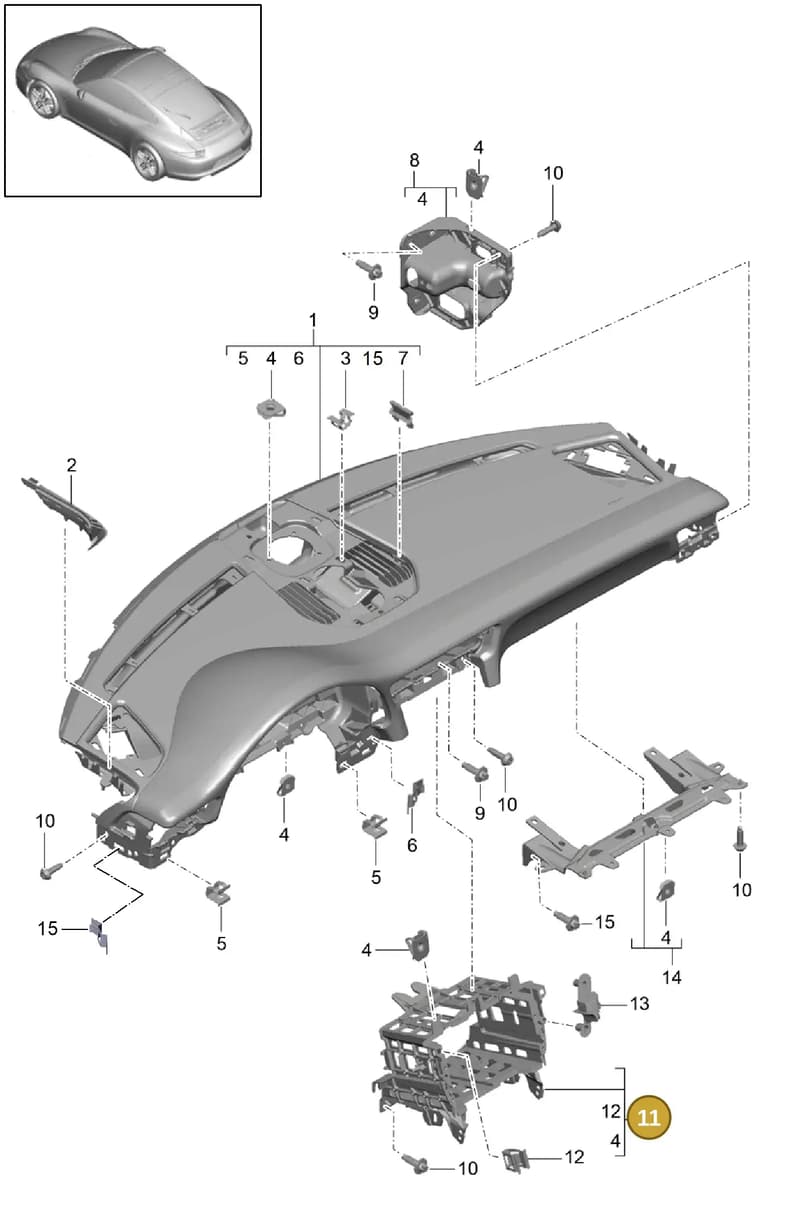 991552576003T0 — Porsche 991 Carrera 4 (2011-2016) diagram p38809000, position 11