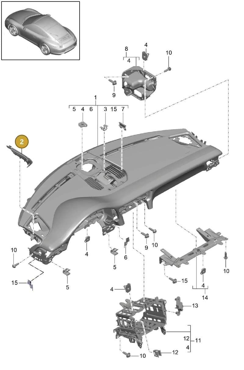 99155258100 — Porsche 991 Carrera 4 (2011-2016) diagram p38809000, position 2