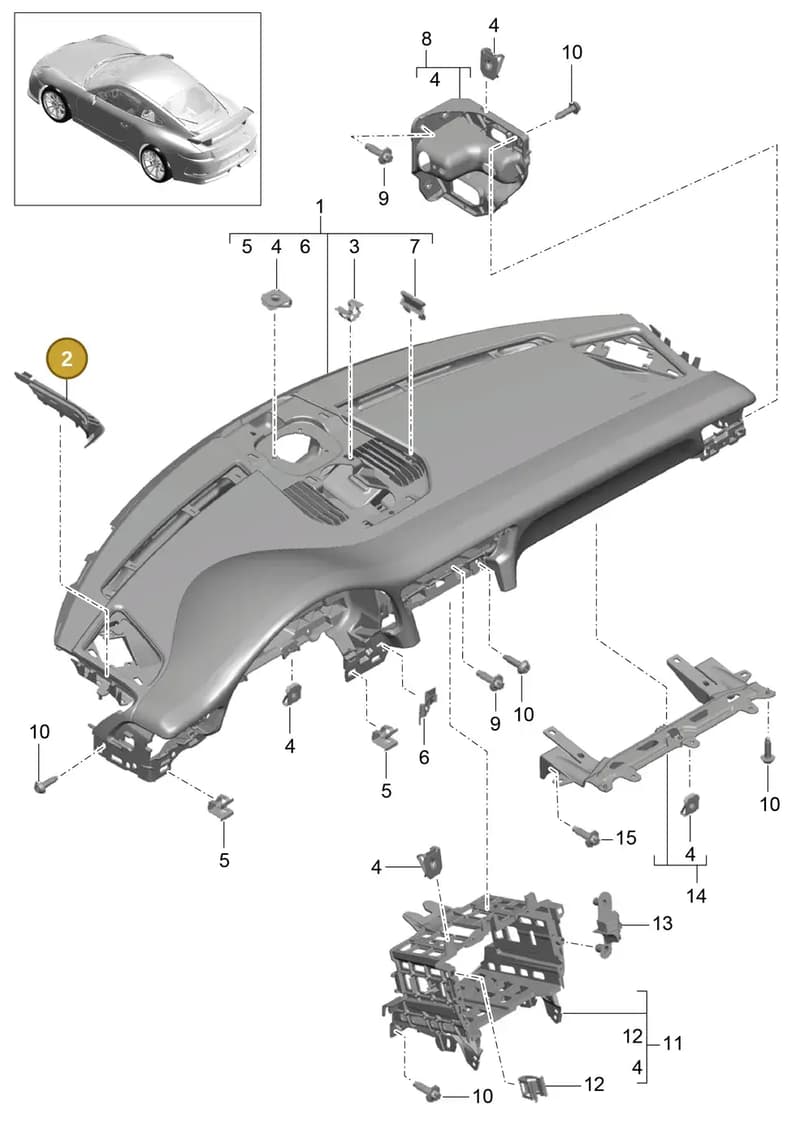 99155258100 — Porsche 911 (2013-2020) diagram p41809000, position 2