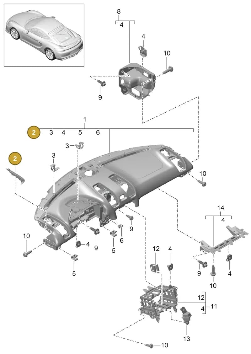 99155258100 — Porsche Cayman GT4 (2015-2016) diagram p45809000, position 2
