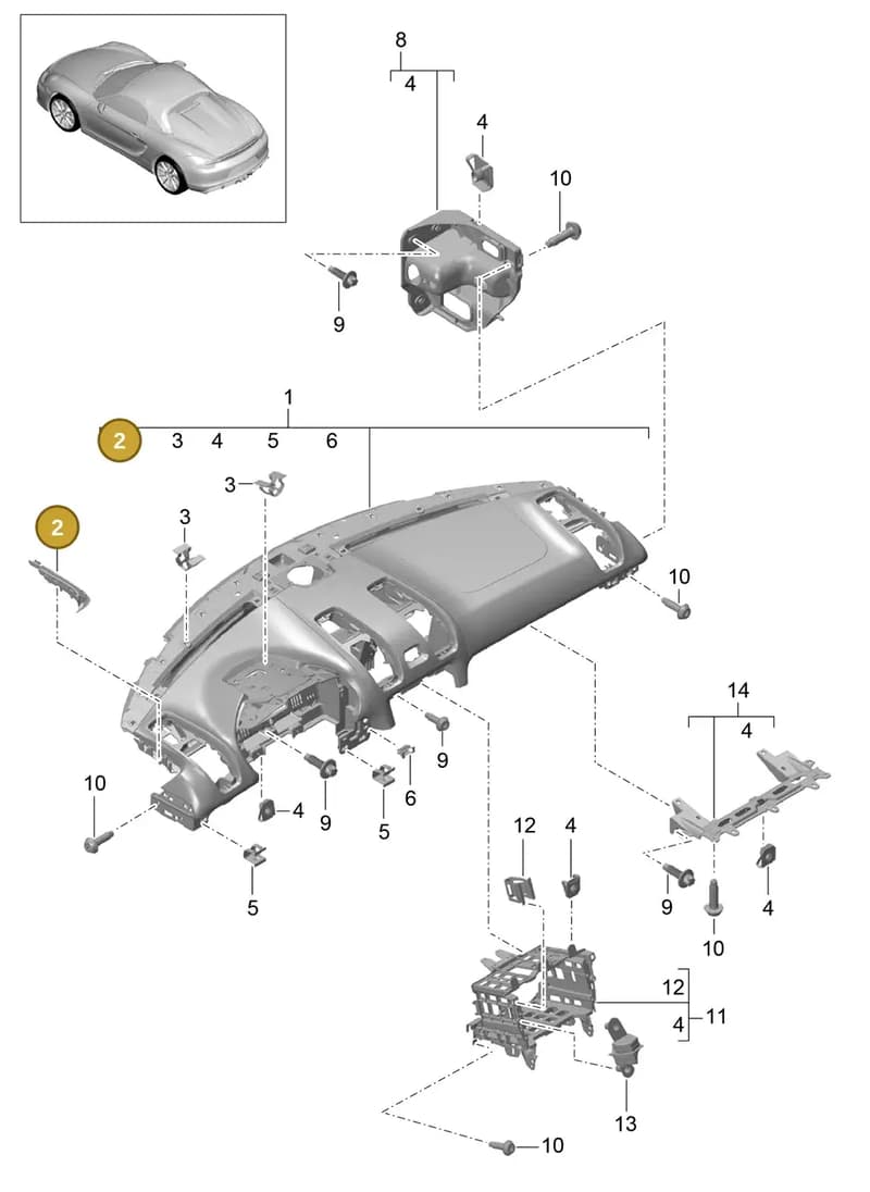 99155258100 — Porsche Boxster Spyder (2015-2016) diagram p46809000, position 2