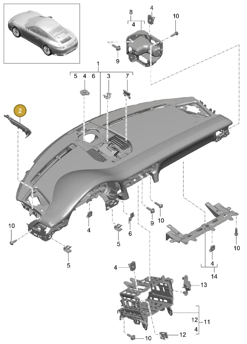 99155258100 — Porsche 911 (2016-2019) diagram p47809000, position 2