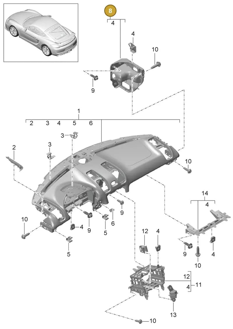 99155262000 — Porsche Cayman GT4 (2015-2016) diagram p45809000, position 8