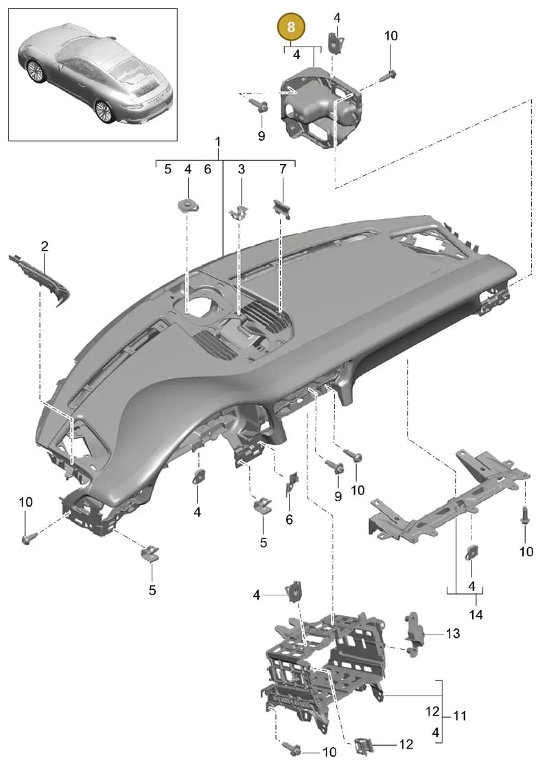 99155262000 — Porsche 911 (2016-2019) diagram p47809000, position 8