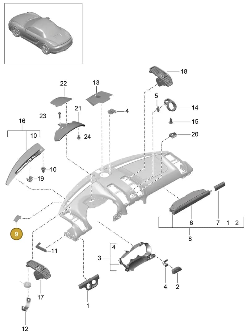 99155271100 — Porsche Boxster (2012-2016) diagram p39809005, position 9