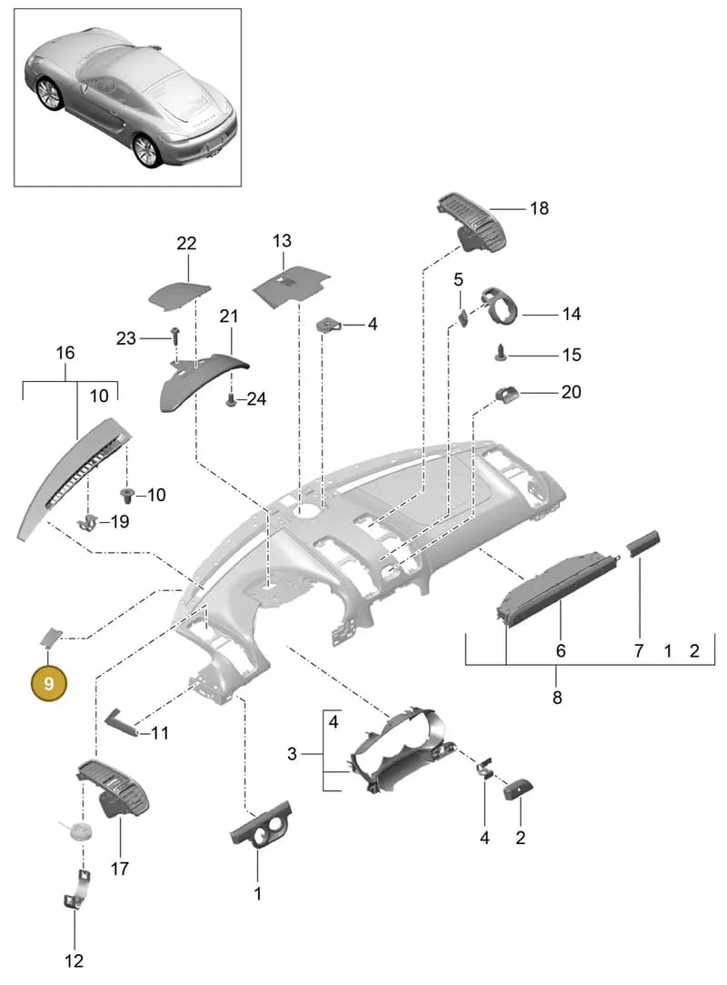 99155271100 — Porsche Cayman (2013-2016) diagram p40809005, position 9