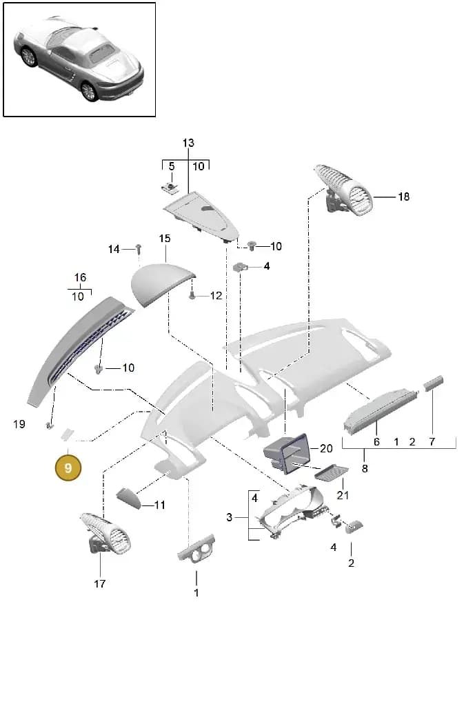 99155271100 — Porsche Boxster (2016-2019) diagram p48809005, position 9