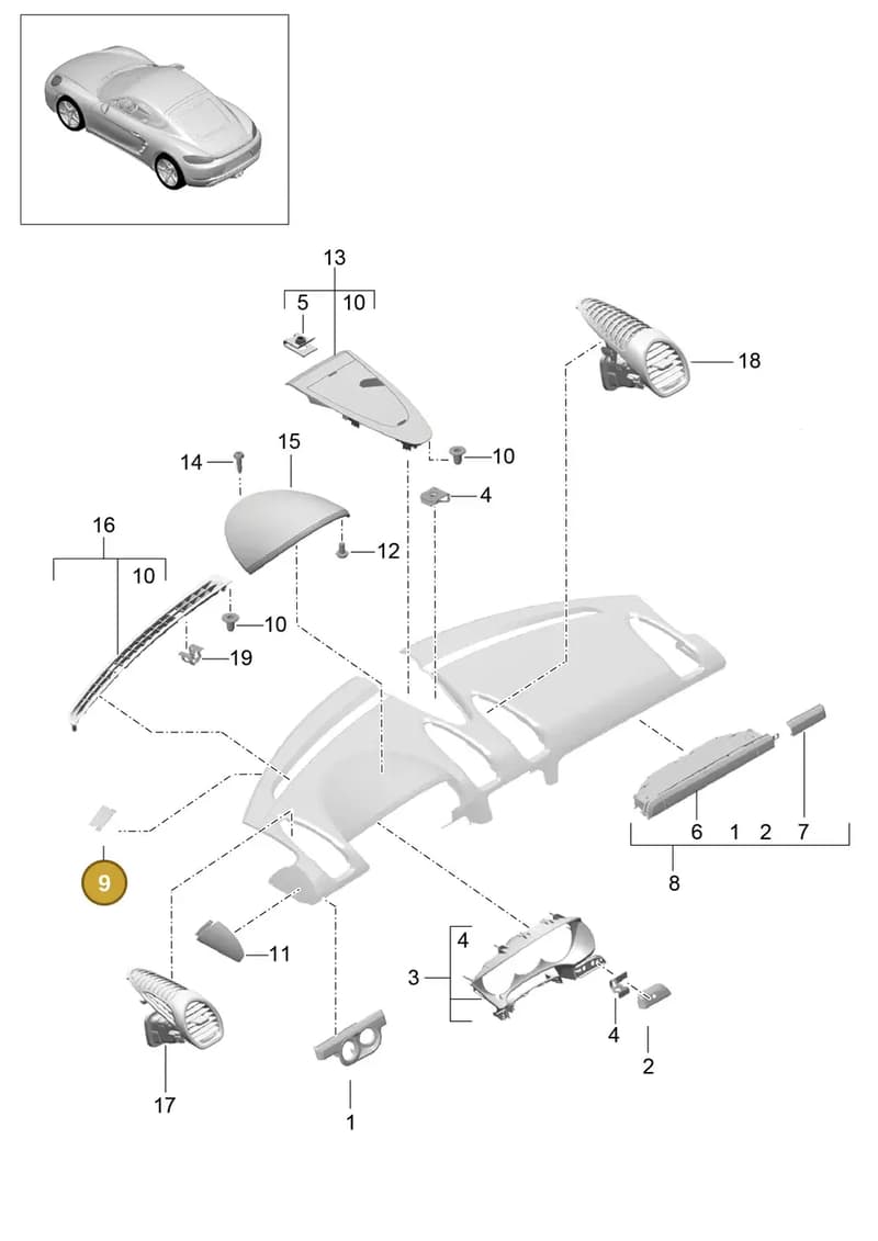 99155271100 — Porsche Cayman (2016-2019) diagram p50809005, position 9