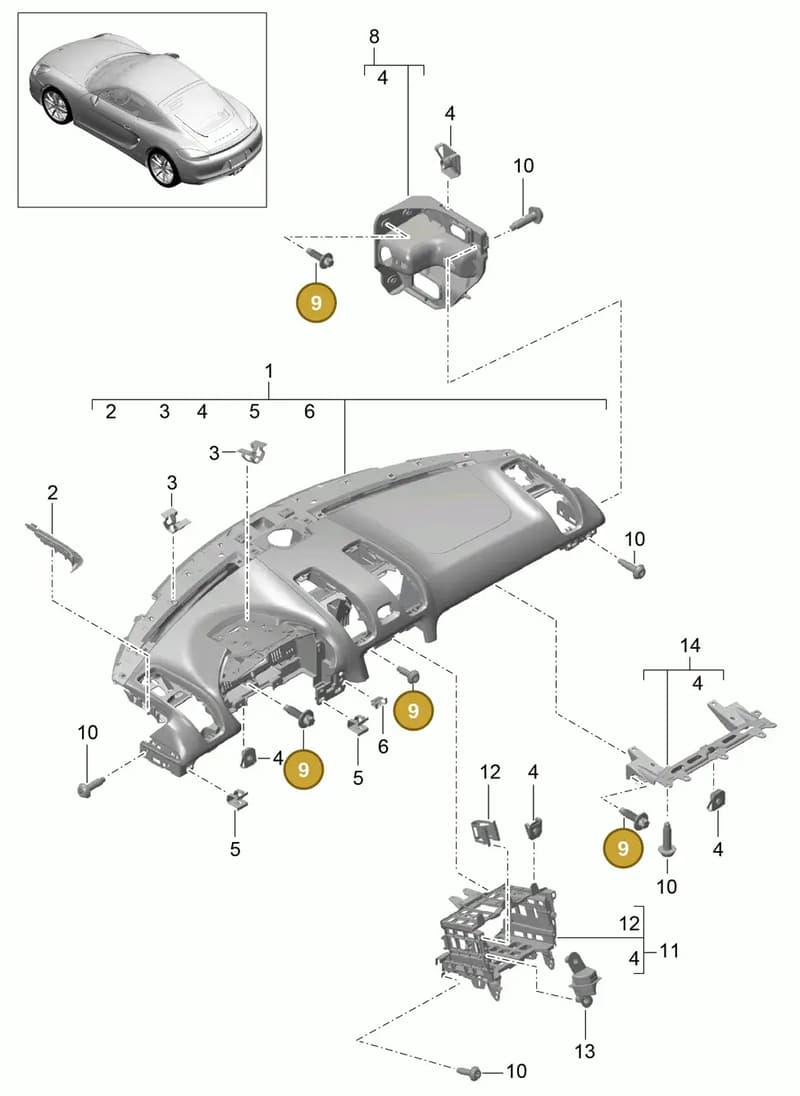 99155271200 — Porsche Cayman (2013-2016) diagram p40809000, position 9