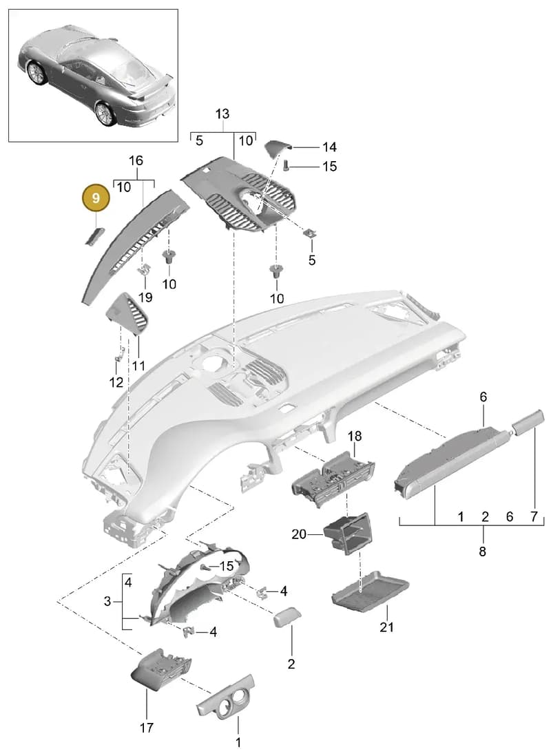 99155271200 — Porsche 911 (2013-2020) diagram p41809005, position 9