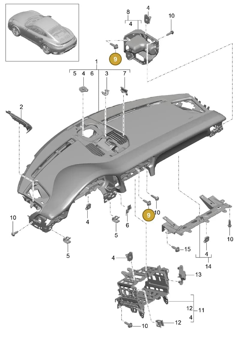 99155271200 — Porsche GT2 RS Clubsport (2013-2020) diagram p42809000, position 9