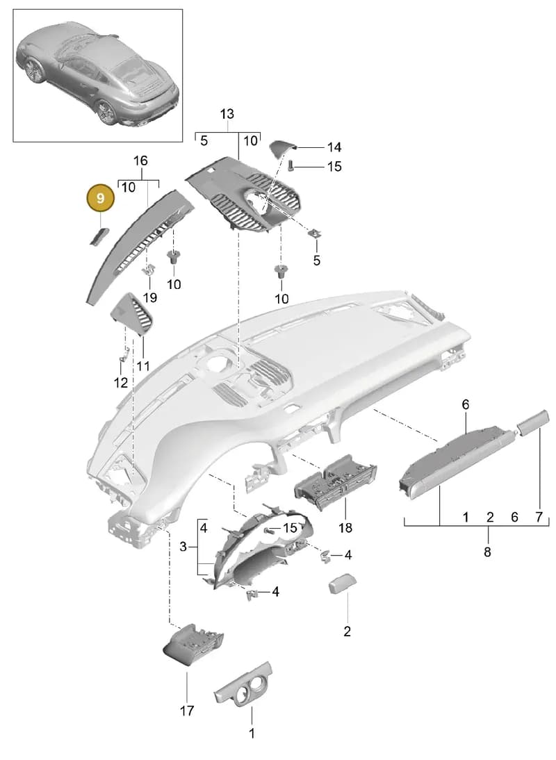 99155271200 — Porsche GT2 RS Clubsport (2013-2020) diagram p42809005, position 9