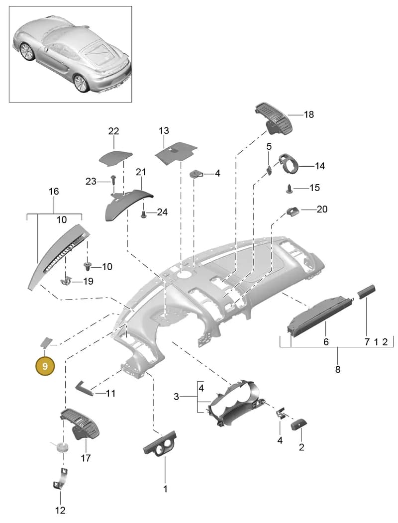 99155271200 — Porsche Cayman GT4 (2015-2016) diagram p45809005, position 9
