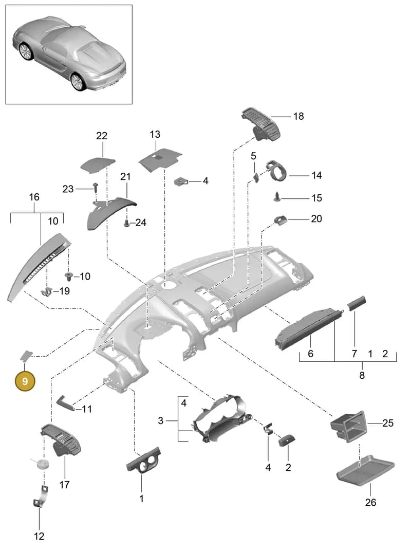 99155271200 — Porsche Boxster Spyder (2015-2016) diagram p46809005, position 9