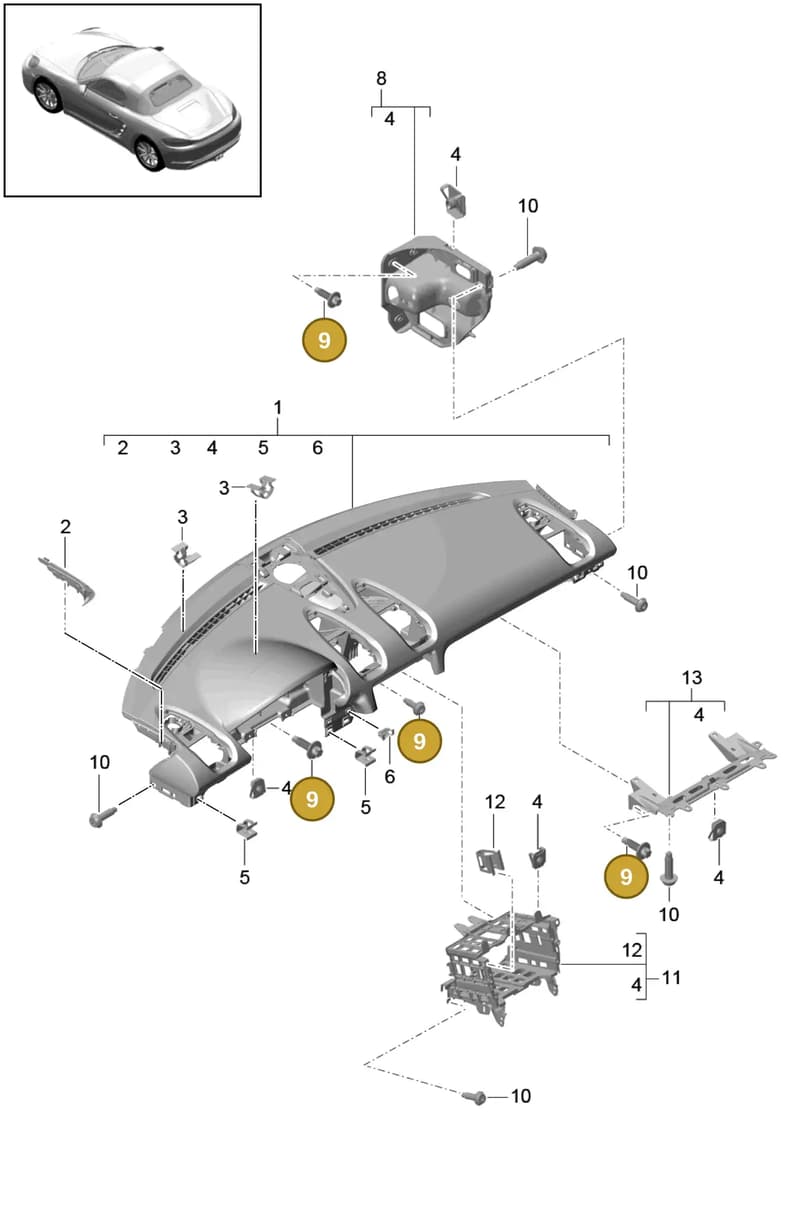 99155271200 — Porsche Boxster (2016-2019) diagram p48809000, position 9