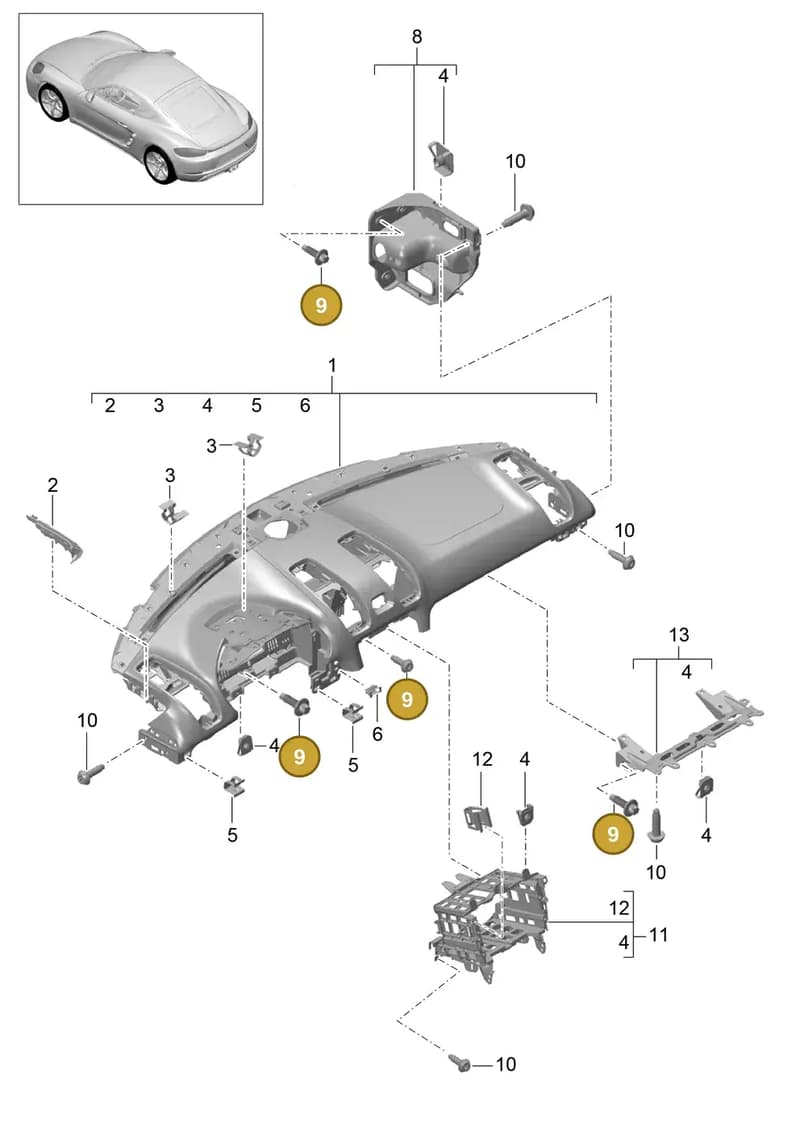 99155271200 — Porsche Cayman (2016-2019) diagram p50809000, position 9