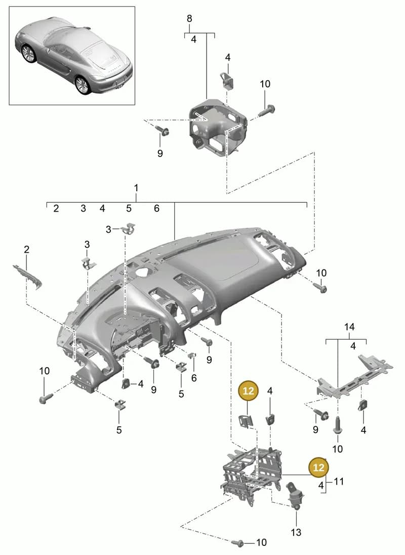 99155277500 — Porsche Cayman (2013-2016) diagram p40809000, position 12