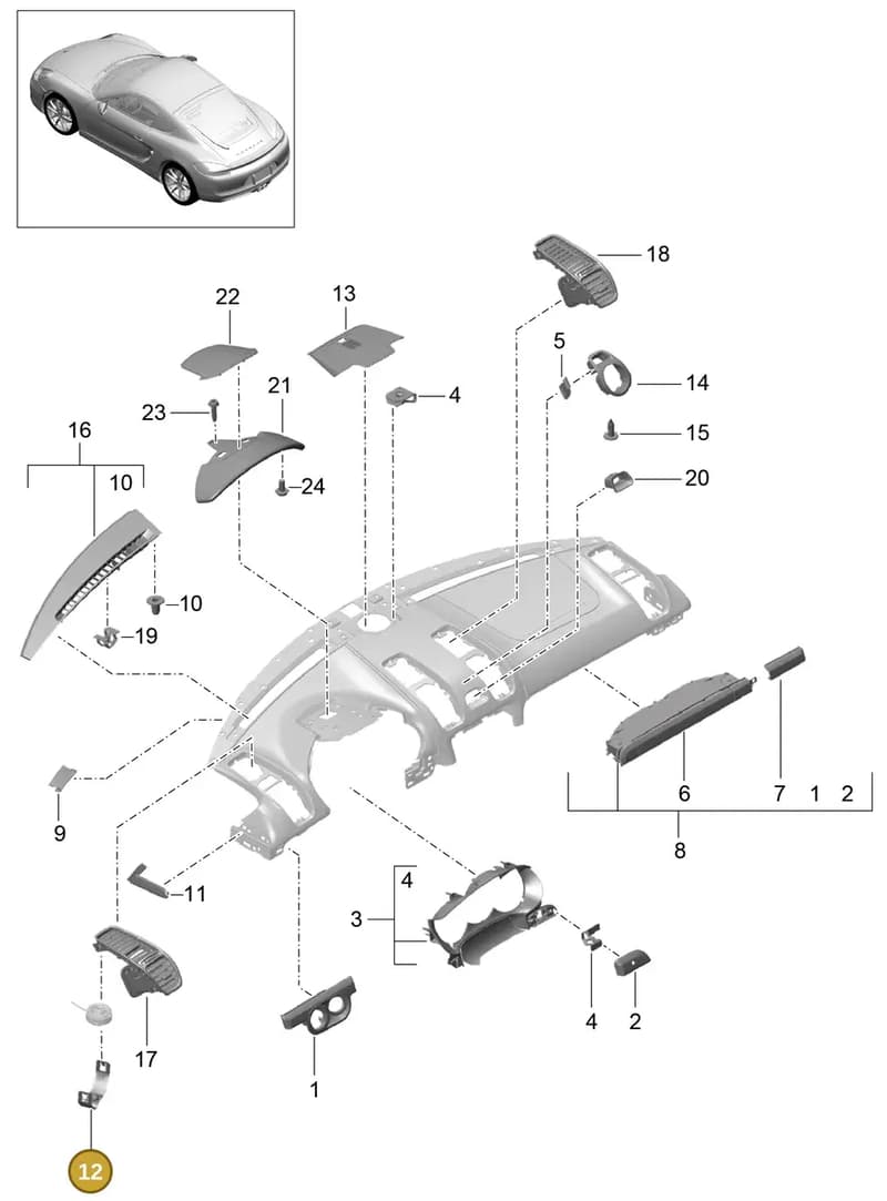 99155277500 — Porsche Cayman (2013-2016) diagram p40809005, position 12