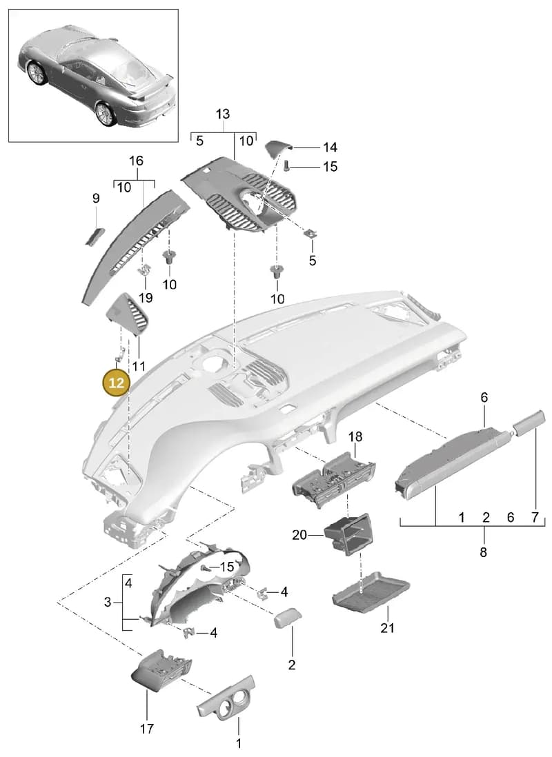 99155277500 — Porsche 911 (2013-2020) diagram p41809005, position 12