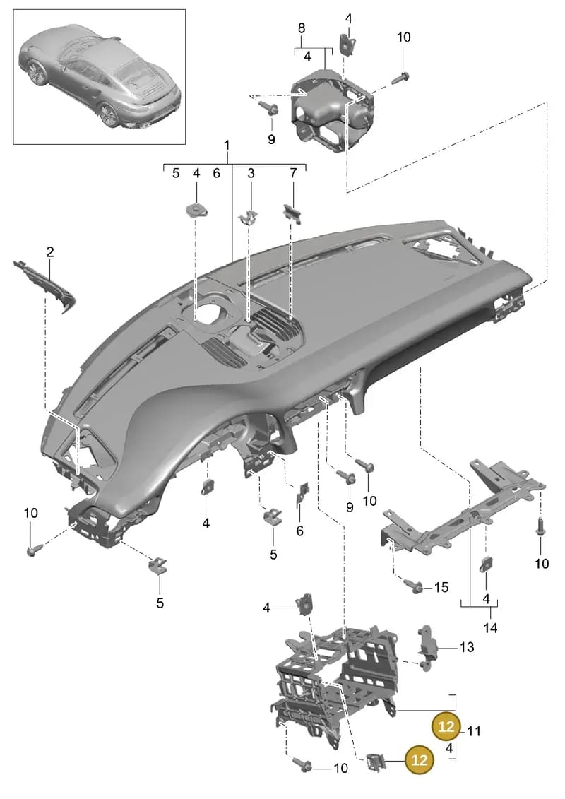 99155277500 — Porsche GT2 RS Clubsport (2013-2020) diagram p42809000, position 12