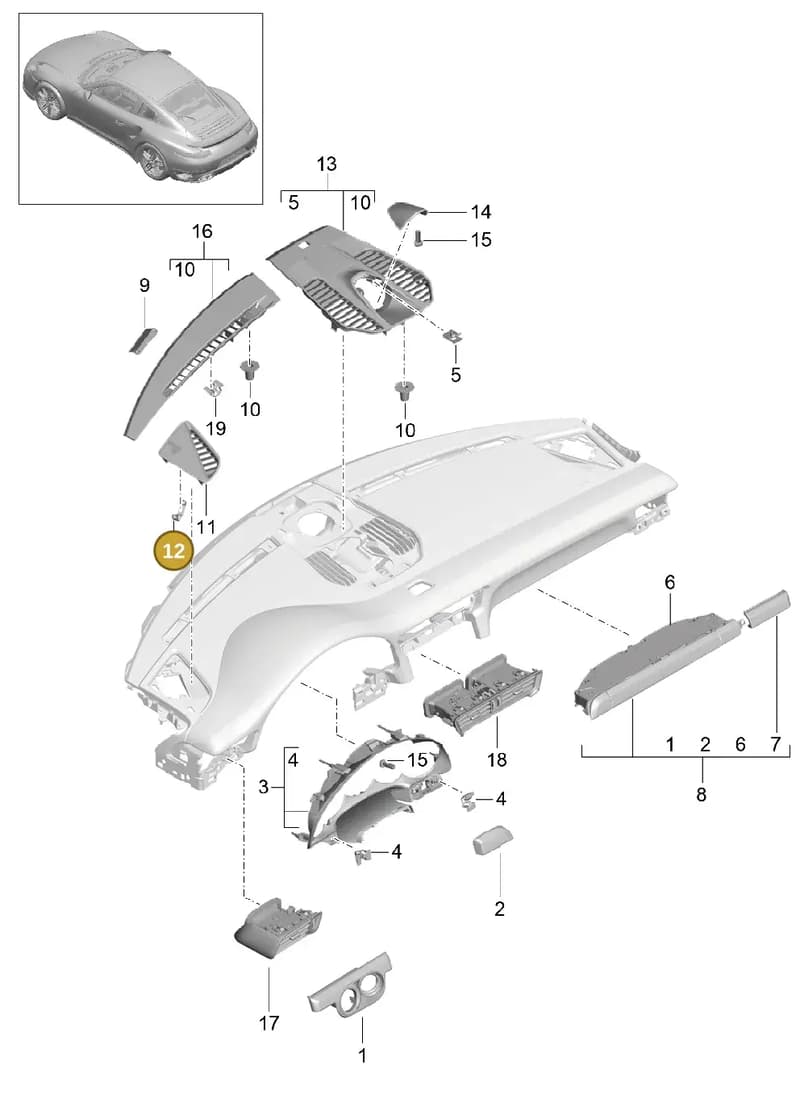 99155277500 — Porsche GT2 RS Clubsport (2013-2020) diagram p42809005, position 12