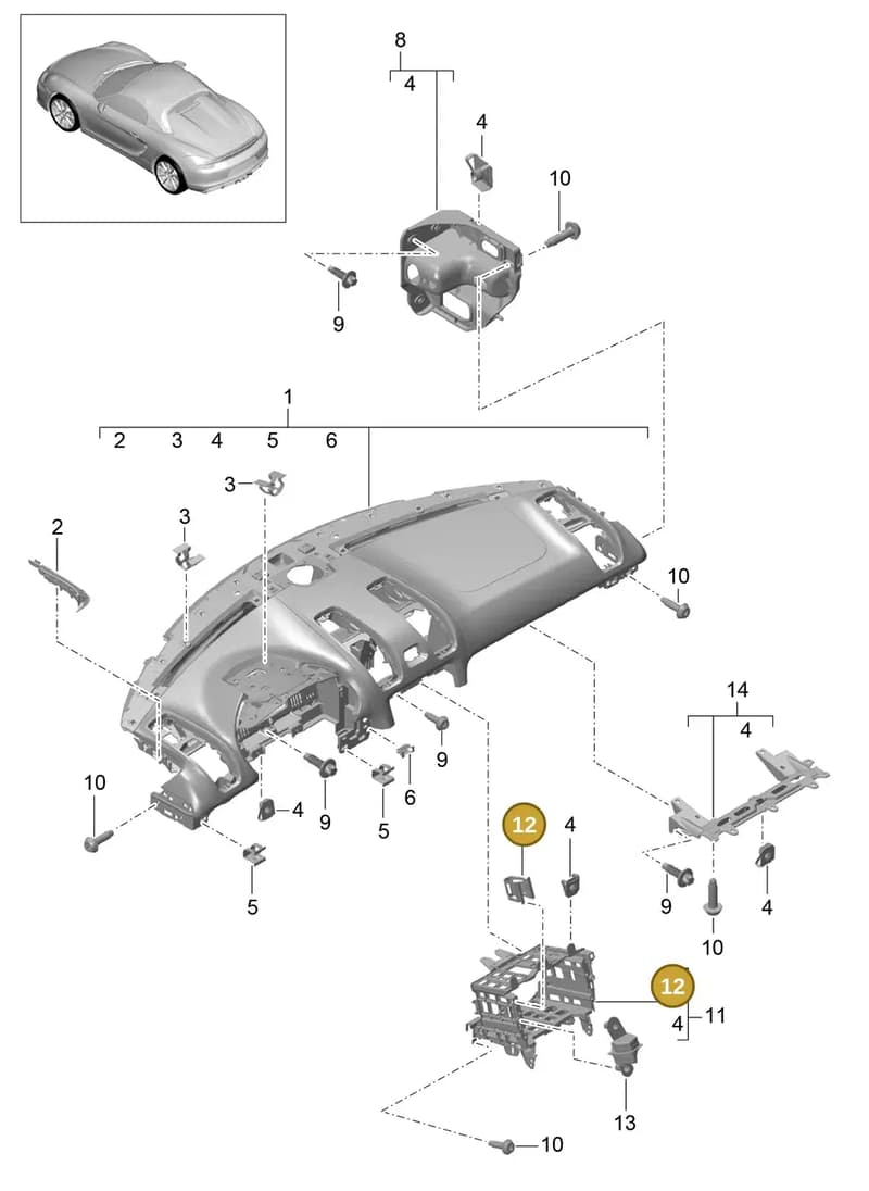 99155277500 — Porsche Boxster Spyder (2015-2016) diagram p46809000, position 12
