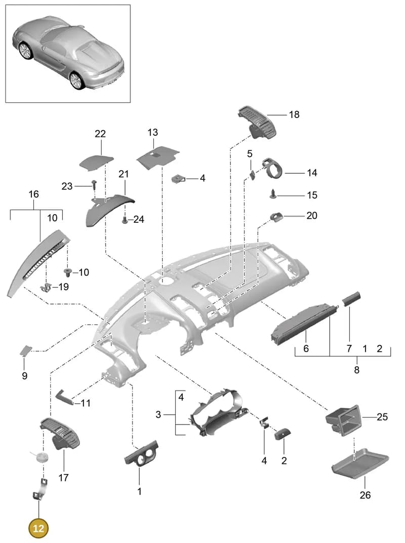 99155277500 — Porsche Boxster Spyder (2015-2016) diagram p46809005, position 12