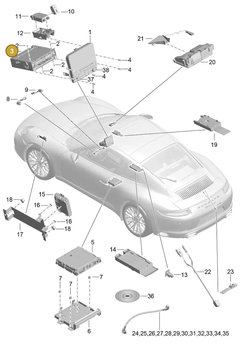 99155277500 — Porsche 911 (2016-2019) diagram p47911000, position 3