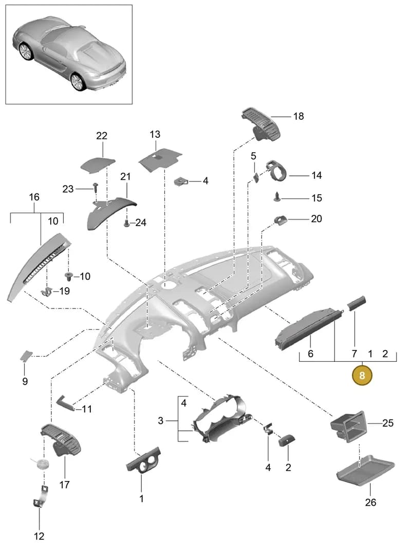 99155298021BX3 — Porsche Boxster Spyder (2015-2016) diagram p46809005, position 8