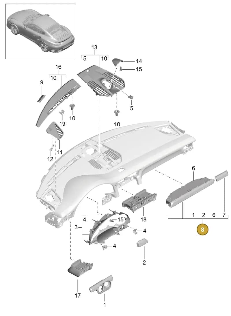 99155298121BX3 — Porsche GT2 RS Clubsport (2013-2020) diagram p42809005, position 8