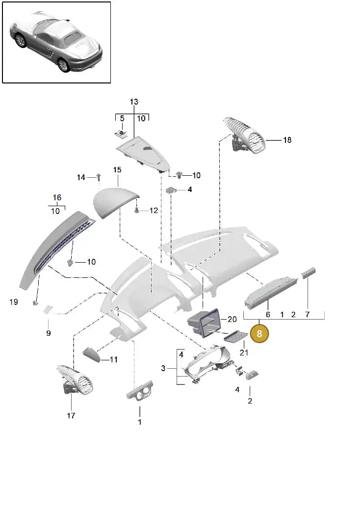 99155298121BX3 — Porsche Boxster (2016-) diagram p48809005, position 8