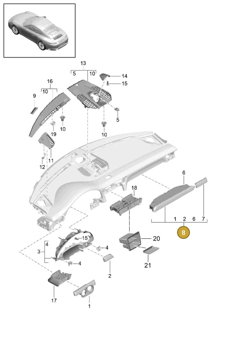 99155298122S65 — Porsche 911 (2016-2019) diagram p47809005, position 8