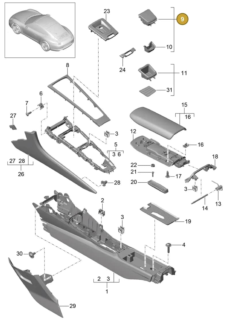 99155314102DML — Porsche 991 Carrera 4 (2011-2016) diagram p38809020, position 9