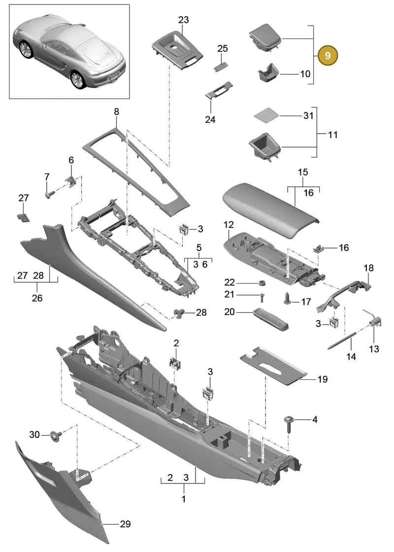 99155314102DML — Porsche Cayman (2013-2016) diagram p40809020, position 9