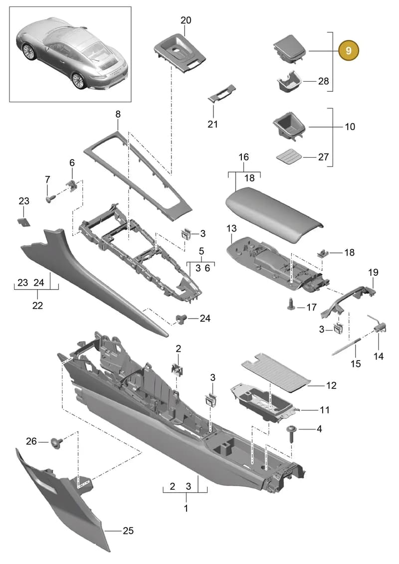 99155314102DML — Porsche 911 (2016-2019) diagram p47809020, position 9