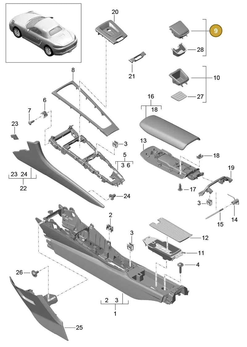 99155314102DML — Porsche Boxster (2016-) diagram p48809020, position 9