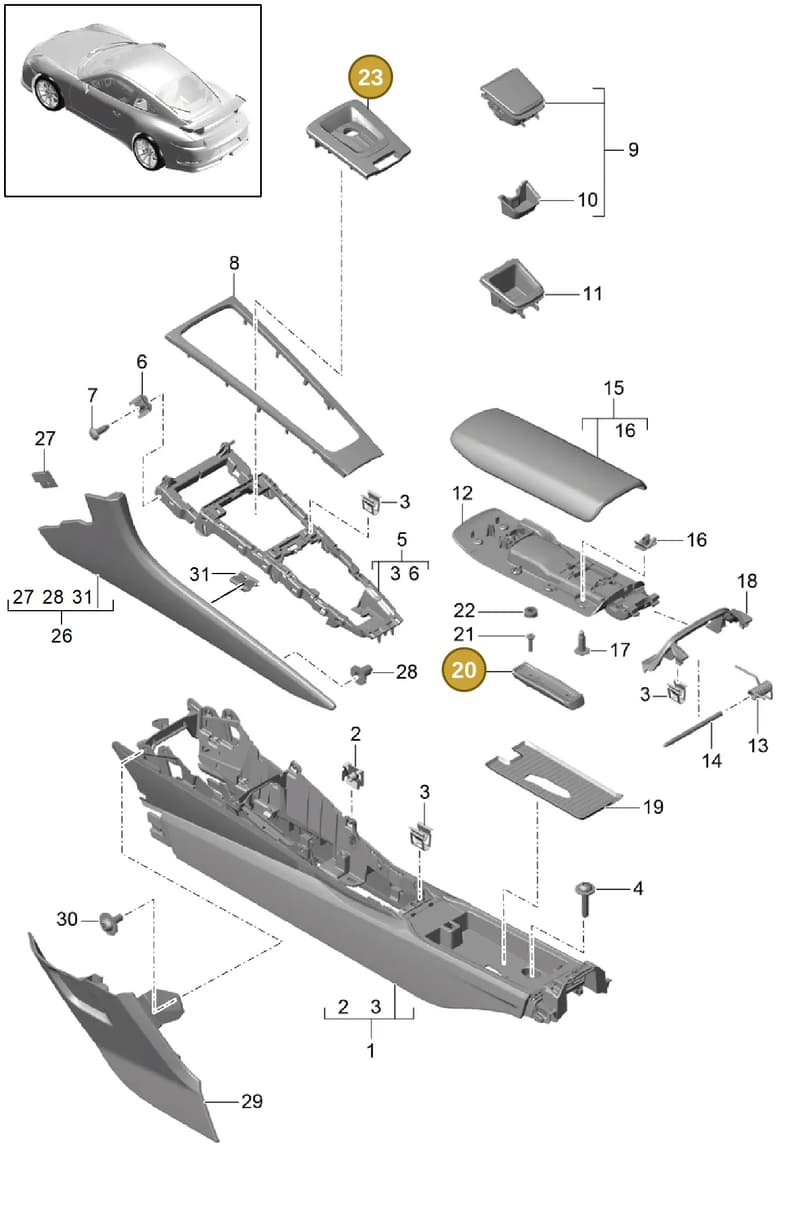 99155324590DRZ — Porsche 911 (2013-2020) diagram p41809020, position 23+20