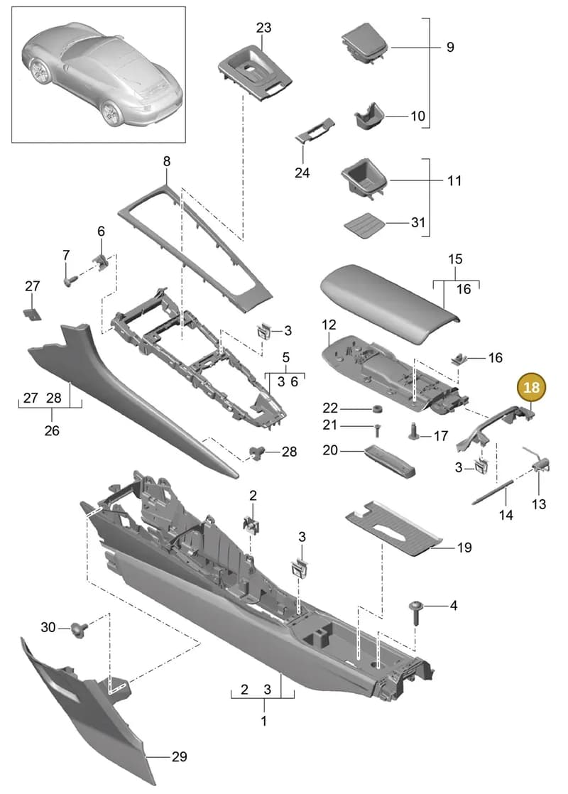 991553253001E0 — Porsche 991 Carrera 4 (2011-2016) diagram p38809020, position 18