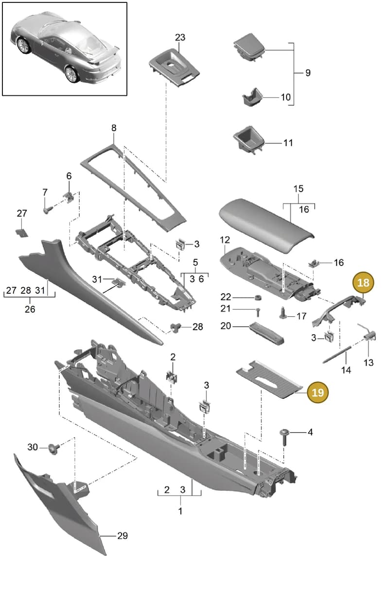 991553253001E0 — Porsche 911 (2013-2020) diagram p41809020, position 18+19