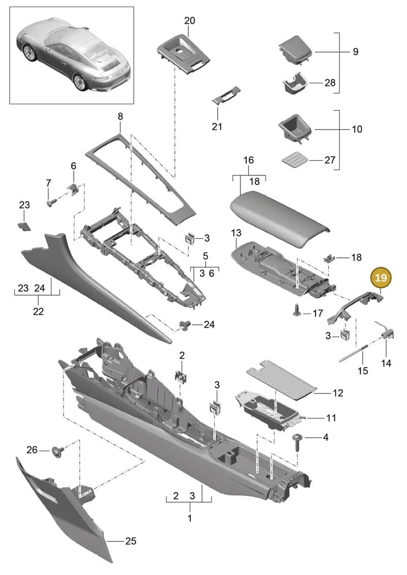 991553253001E0 — Porsche 911 (2016-2019) diagram p47809020, position 19