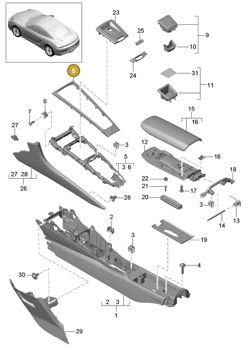 99155326100V08 — Porsche Cayman (2013-2016) diagram p40809020, position 8
