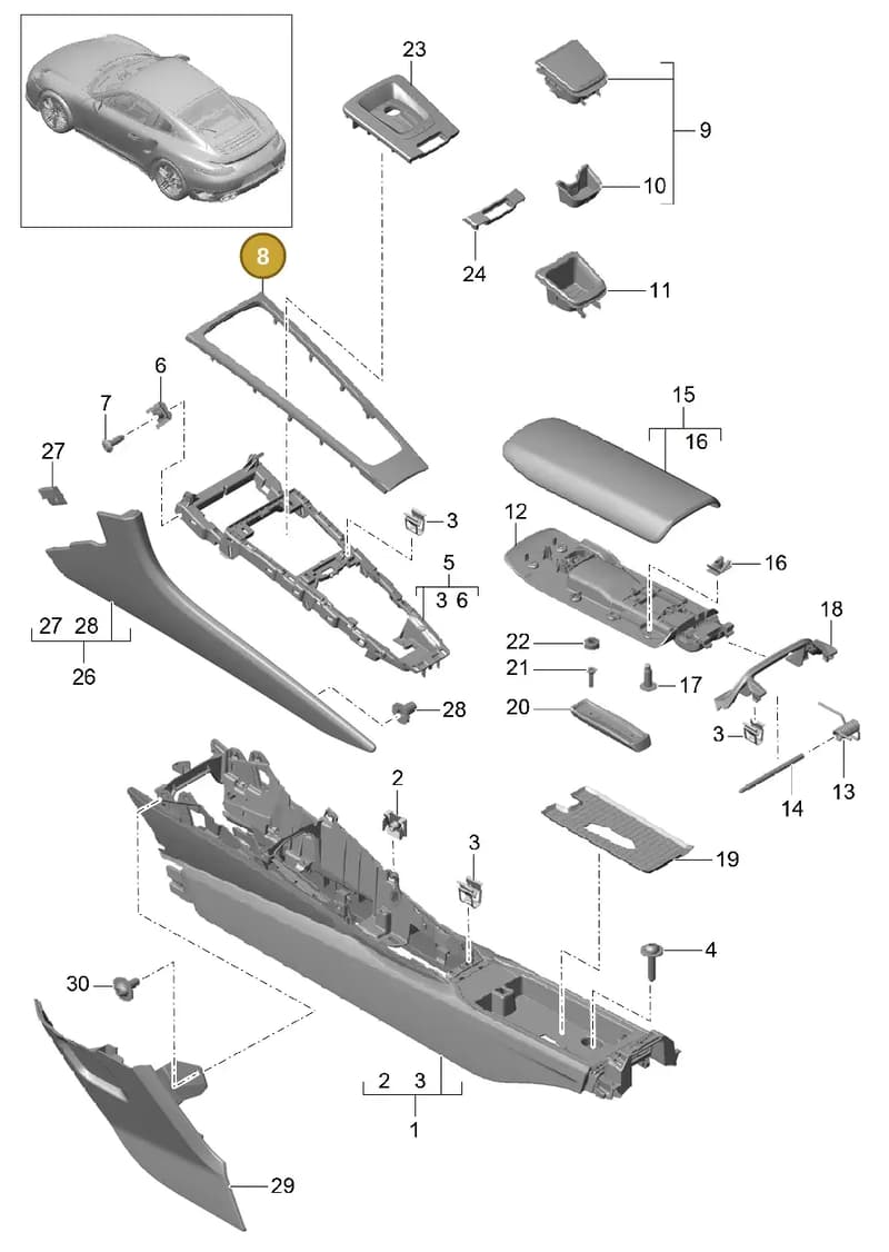 99155326100V08 — Porsche GT2 RS Clubsport (2013-2020) diagram p42809020, position 8