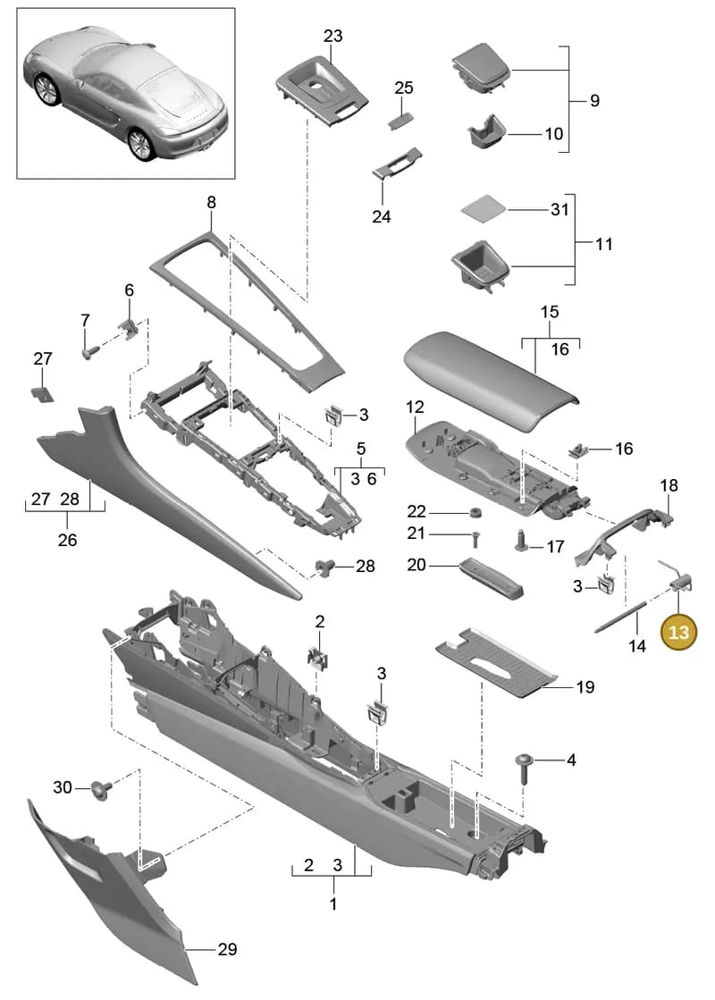 99155343900 — Porsche Cayman (2013-2016) diagram p40809020, position 13