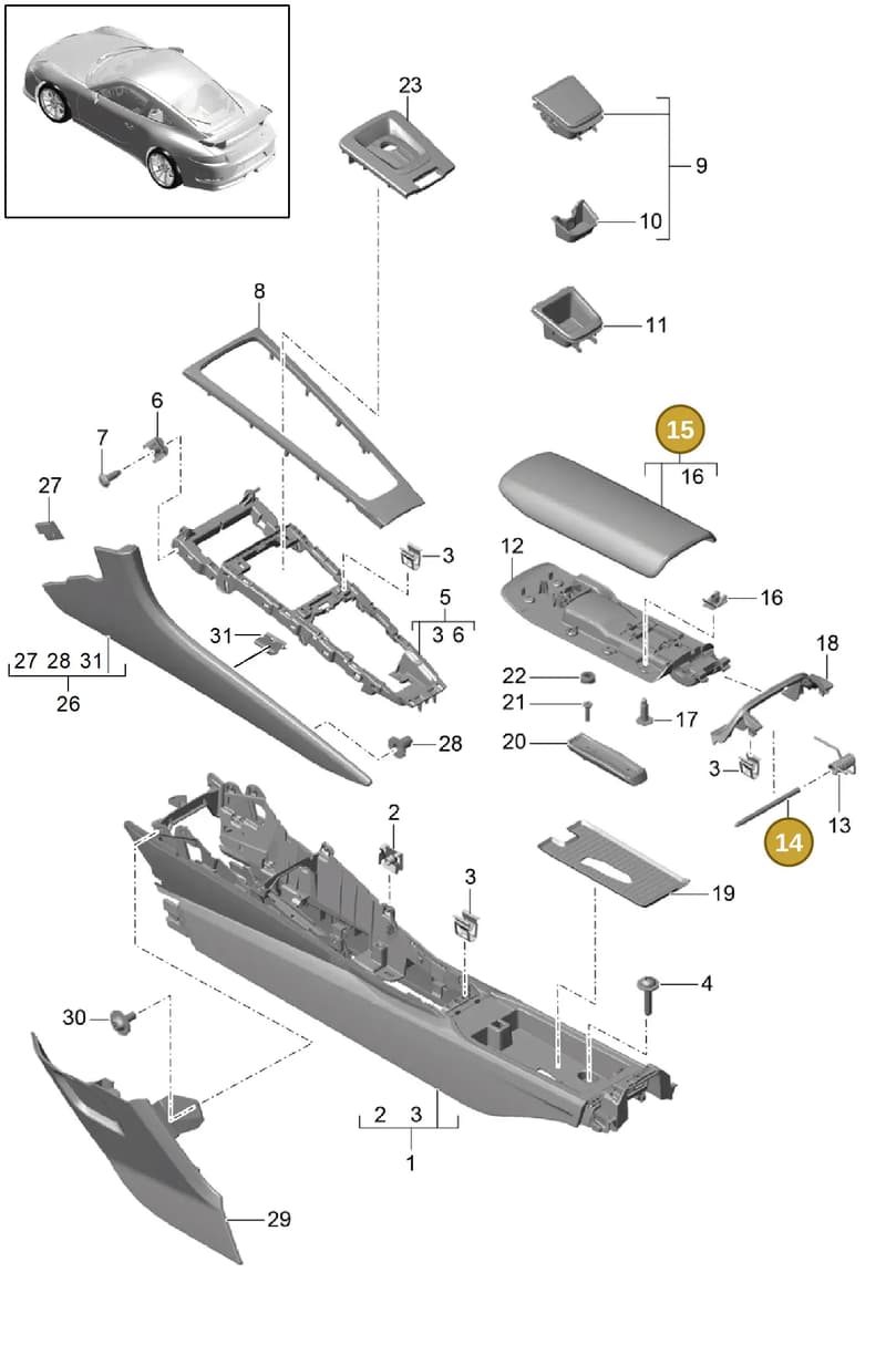 99155344700 — Porsche 911 (2013-2020) diagram p41809020, position 14+15