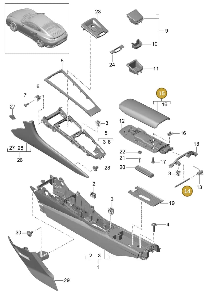 99155344700 — Porsche GT2 RS Clubsport (2013-2020) diagram p42809020, position 14+15
